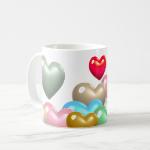 Caneca De Café Corações Coloridos