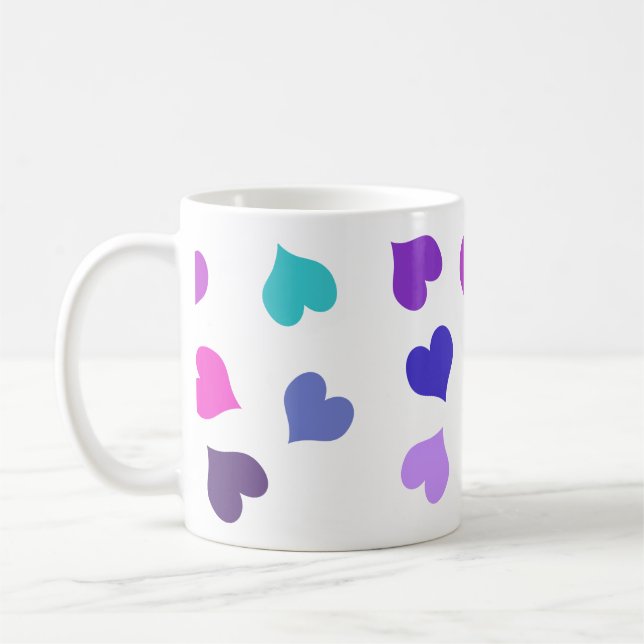 Caneca De Café Corações coloridos fofos (Esquerda)