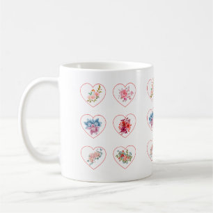 Caneca De Café Corações com flores