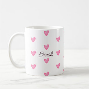 Caneca De Café Corações Cor d'Água Personalizáveis