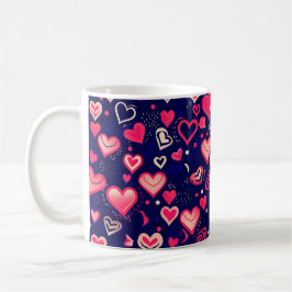 Caneca De Café Corações cor-de-rosa-branca