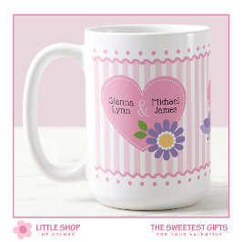 Caneca De Café Corações Cor-de-Rosa Dia dos Namorados Personaliza