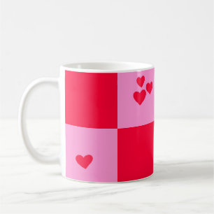 Caneca De Café Corações Cor-de-rosa e vermelho