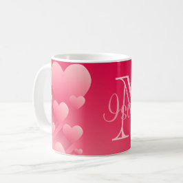 Caneca De Café Corações Cor-de-rosa Namorados Quadrado Nome Verme