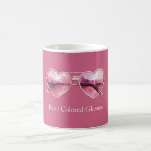 Caneca De Café Corações Cor-de-Rosa Óculos de Cor Rosa