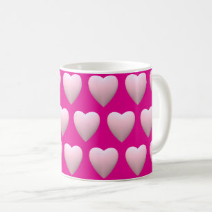 Caneca De Café Corações cor-de-rosa pastel