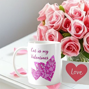 Caneca De Café Corações Cor-de-Rosa Patas Gato/Cachorro Amantes d