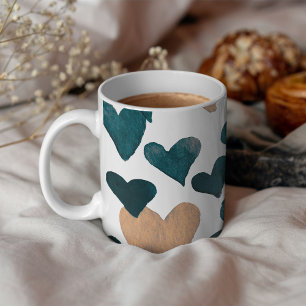 Caneca De Café Corações da aguarela do dia dos namorados - pont
