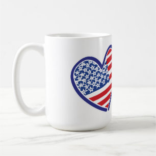 Caneca De Café Corações das Bandeiras dos EUA e Venezuela
