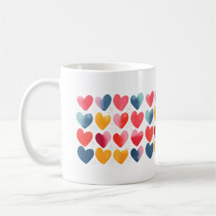 Caneca De Café Corações de amor coloridos