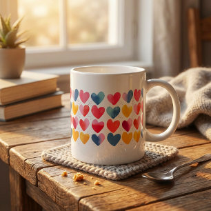 Caneca De Café Corações de amor coloridos