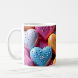 Caneca De Café Corações de Amor de Balas Coloridos