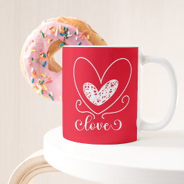 Caneca De Café Corações de Amor Moderno Feliz Dia dos Namorados B