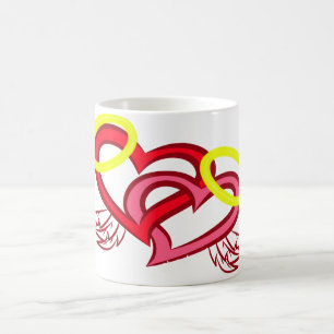 Caneca De Café Corações de Ângulo