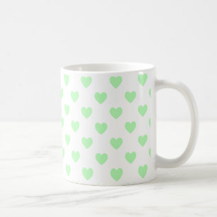 Caneca De Café Corações de Bolinhas Verde