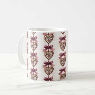 Caneca De Café Corações de Bronze Arcos Vermelhos