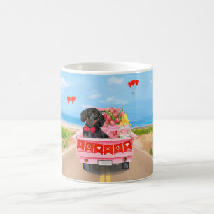 Caneca De Café Corações de Caminhões Dias de os namorados de Cão-