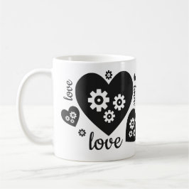 Caneca De Café Corações de Carrinho