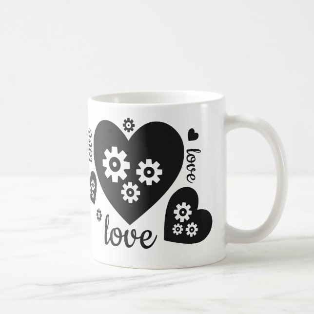 Caneca De Café Corações de Carrinho (Direita)