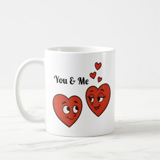 Caneca De Café Corações de Cartoon Bonitos (Esquerda)