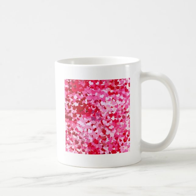 Caneca De Café Corações de Confetes Rosa (Direita)