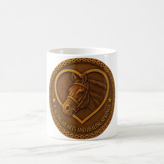 Caneca de Café Corações de Corrida e Fontes de Cur (Centro)
