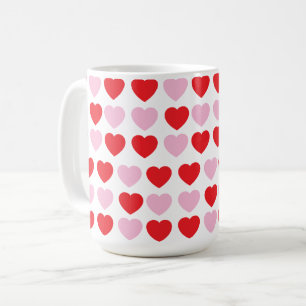 Caneca De Café Corações de Dia de os namorados Vermelho e Rosa