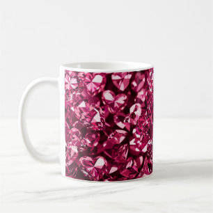 Caneca De Café Corações de Diamante Cristal Rosa