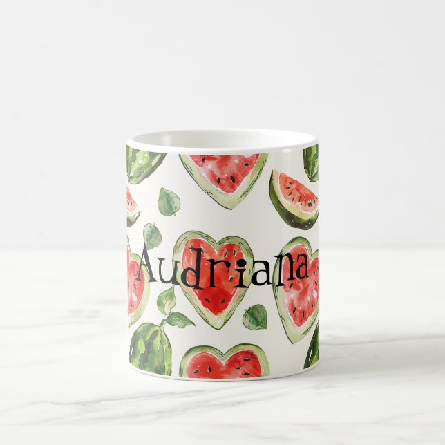 Caneca De Café Corações de Melancia Vermelho Verde  (Centro)