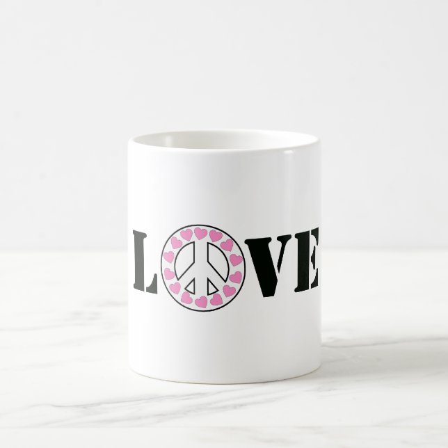 Caneca De Café Corações de Paz Rosa Inspiracional (Centro)