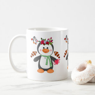 Caneca De Café Corações de Pinguins dias de os namorados