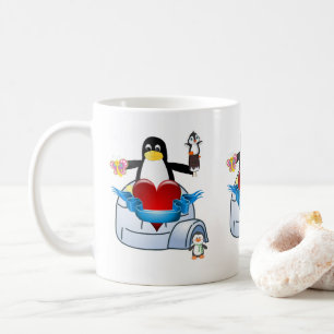 Caneca De Café Corações de Pinguins dias de os namorados