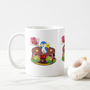 Caneca De Café Corações de Pinguins dias de os namorados