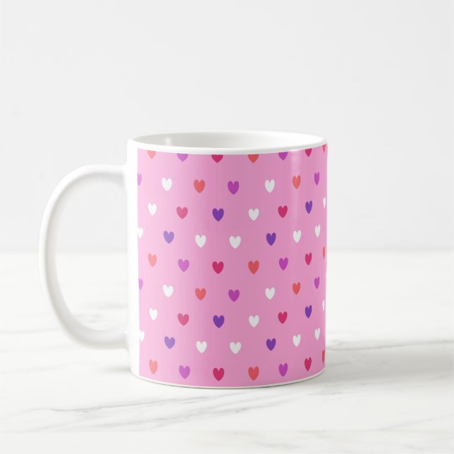 Caneca De Café Corações de polca a rosa (Esquerda)