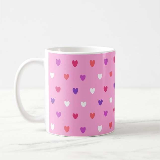Caneca De Café Corações de polca a rosa (Esquerda)