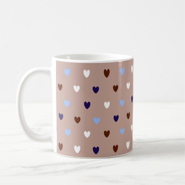 Caneca De Café Corações de polca em castanho pálido (Esquerda)