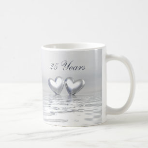 Caneca De Café Corações de prata do aniversário