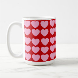 Caneca De Café Corações de São Valentim cor-de-rosa em vermelho