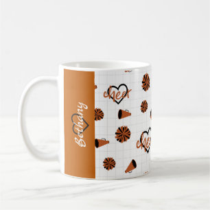 Caneca De Café Corações de Torre Laranja Queimado, Pom Poms, Mega