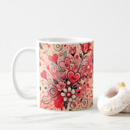 Caneca De Café Corações do Dia dos Namorados / Margarida / Arte S