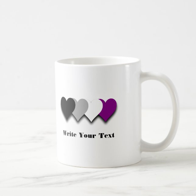 Caneca De Café Corações do orgulho da assexualidade (Direita)