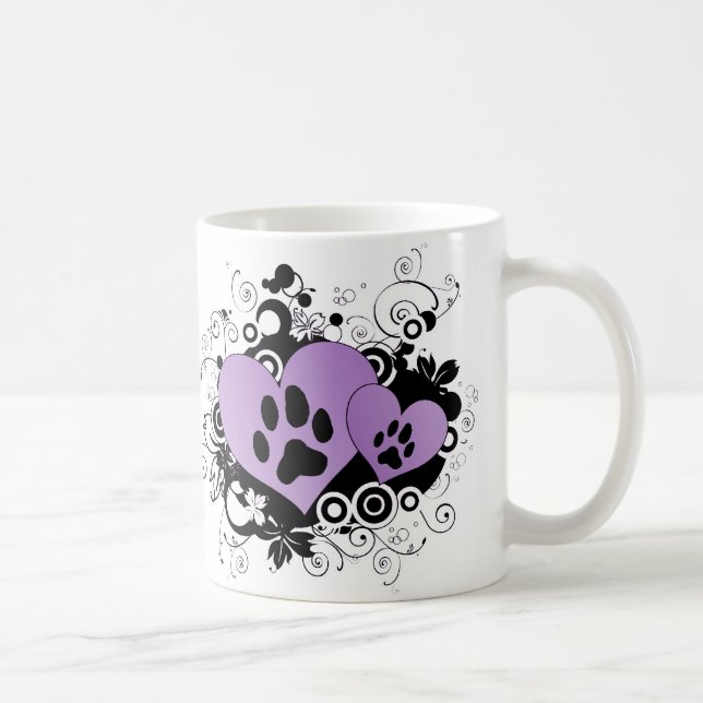 Caneca De Café Corações dobro dos namorados da pata - roxo (Direita)