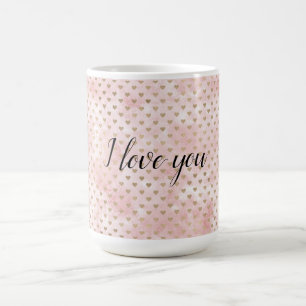 Caneca De Café Corações Dourados Cor-de-Água Rosa