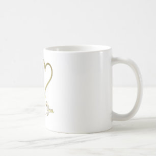 Caneca De Café Corações Dourados entrelaçados eu te amo