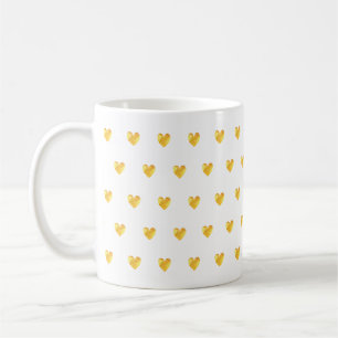 Caneca De Café Corações Dourados Fofos