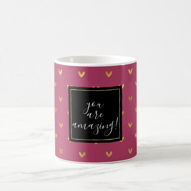 Caneca De Café Corações Dourados Rosa (Centro)