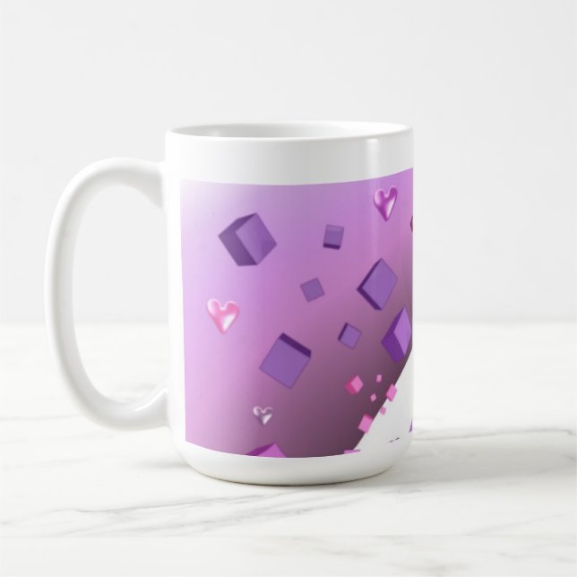 Caneca De Café Corações e Cubos (Esquerda)
