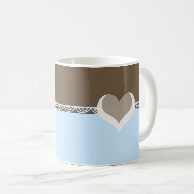 Caneca De Café Corações e Design de rendas (Frente Esquerda)