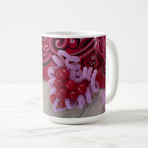 Caneca De Café Corações e Doces Vermelho e rosado