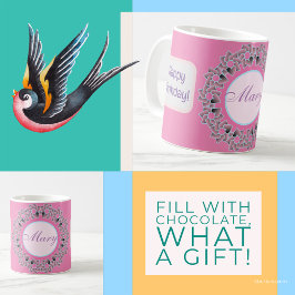 Caneca De Café Corações e Flores de Aniversário